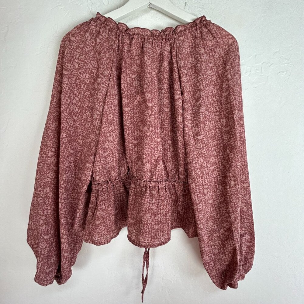 Universal Thread Womens Floral Balloon Sleeve Ruffle Blouse Top Small Pink New - Picture 2 of 7
